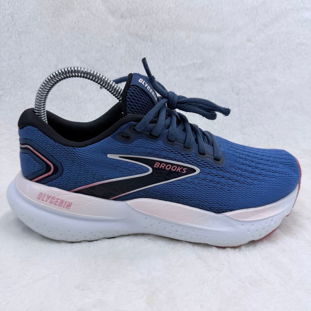 Brooks Glycerin 21 Womens Running Shoes Blue Icy Pink Size 7 Cushioned Sneakers
